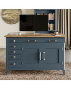 Signature Wooden Home And Office Hidden Computer Desk In Blue