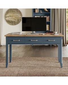 Signature Wooden Computer Desk With 3 Drawers In Blue