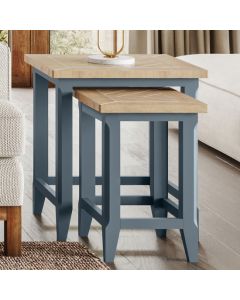 Signature Wooden Nest Of 2 Tables In Blue