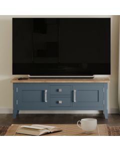 Signature Wooden TV Stand With 2 Doors And 2 Drawers In Blue