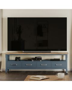 Signature Wooden TV Stand With 4 Drawers In Blue