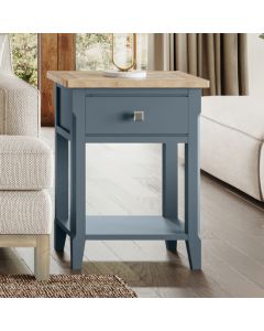 Signature Wooden Lamp Table With 1 Drawer In Blue