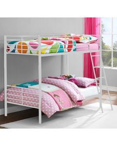 Chadre Metal Convertible Single Over Single Bunk Bed In White