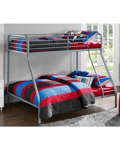 Chadre Metal Single Over Double Bunk Bed In Silver And Grey