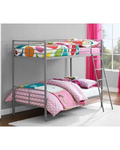 Chadre Metal Single Over Single Bunk Bed In Silver And Grey