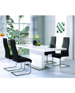 Chaffee Wooden Dining Set In White High Gloss With 4 Chairs