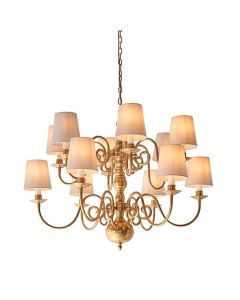 Chamberlain 12 Lights Pendant Light In Solid Brass With Marble Shades