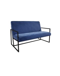 Chance Velvet 2 Seater Sofa In Oxford Blue With Matte Black Metal Frame