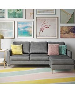 Chapman Corner Velvet Sofa Bed In Grey With Chrome Legs