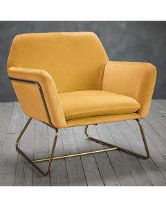 Charles Velvet Armchair In Mustard