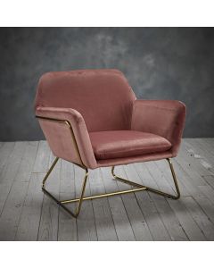 Charles Velvet Armchair In Vintage Pink