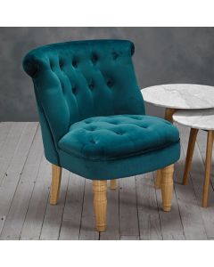 Charlotte Plush Velvet Bedroom Chair In Teal With Oak Legs