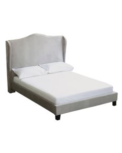 Chateaux Velvet Wing King Size Bed In Silver