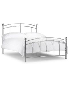 Chatsworth Metal King Size Bed In Bright Aluminium Effect