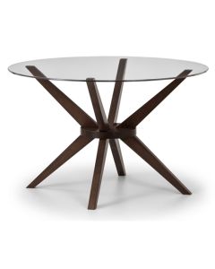 Chelsea Clear Glass Dining Table With Walnut Legs