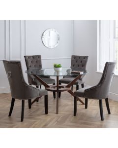Chelsea Large Glass Dining Table With 4 Veneto Chairs