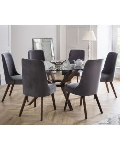 Chelsea Large Glass Dining Table With 6 Huxley Chairs