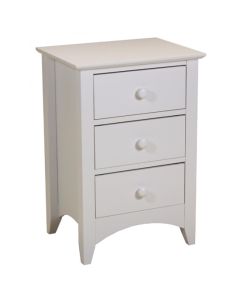 Chelsea Wooden Bedside Cabinet In White With 3 Drawers