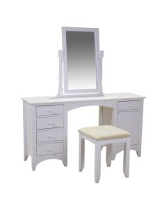 Chelsea Wooden Dressing Table With Mirror And Stool In White