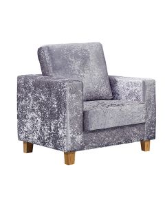 Chesterfield Crushed Velvet 1 Seater Sofa In Silver