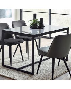 Chicago Rectangular Smoked Glass Dining Table With Black Frame