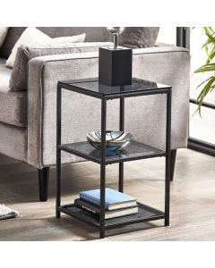 Chicago Smoked Glass Tall Narrow Side Table With Metal Frame