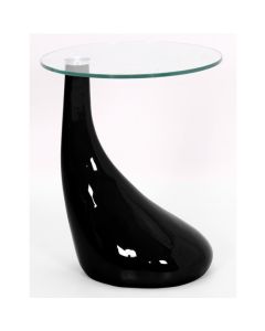 Chilton Clear Lamp Table With Black High Gloss Wooden Base