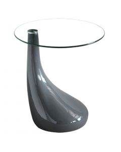 Chilton Clear Lamp Table With Grey High Gloss Wooden Base