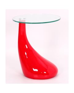 Chilton Clear Lamp Table With Red High Gloss Wooden Base