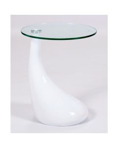 Chilton Clear Lamp Table With White High Gloss Wooden Base