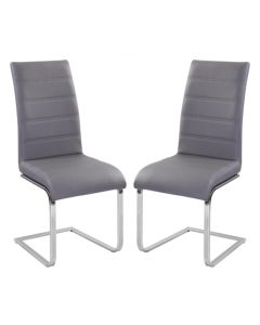 Chiswell Grey Faux Leather Dining Chairs In Grey