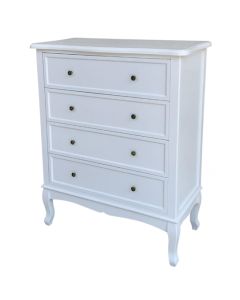 Chloe Wide Wooden Chest Of Drawers In White With 4 Drawers