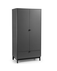 Chloe Wooden 2 Doors 1 Drawer Wardrobe In Storm Grey