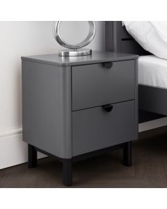 Chloe Wooden 2 Drawers Bedside Cabinet In Storm Grey