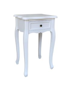 Chloe Wooden Bedside Cabinet In White With 1 Drawer