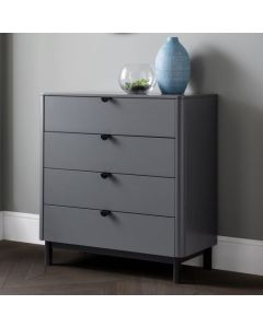 Chloe Wooden Chest Of Drawers In Storm Grey With 4 Drawers
