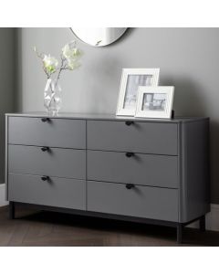 Chloe Wooden Chest Of Drawers In Storm Grey With 6 Drawers