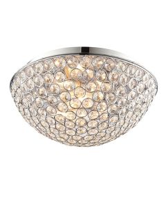 Chryla 3 Lights Clear Faceted Crystals Flush Ceiling Light In Chrome