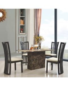 Cincinnatti Natural Stone Marble Dining Set With 4 Chairs