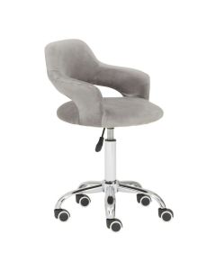 Cinera Velvet Upholstered Home And Office Chair In Grey