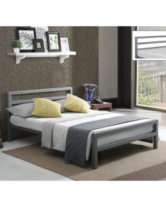 City Block Metal King Size Bed In Grey