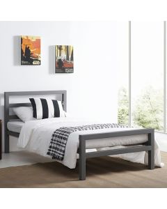 City Block Metal Single Bed In Grey