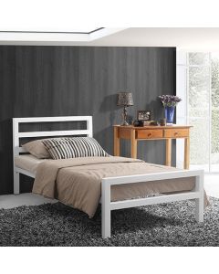 City Block Metal Single Bed In White