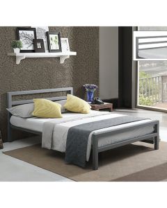 City Block Metal Small Double Bed In Grey