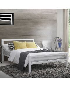 City Block Metal Small Double Bed In White
