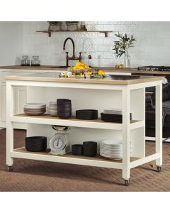 Kora Wooden Kitchen Island Open With Breakfast Bar In Cream