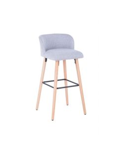 Claremont Fabric Bar Stool In Grey With Wooden Legs
