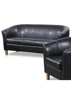 Claridon PU Leather 3 Seater Sofa In Black