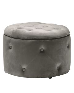 Cleo Velvet Storage Pouff In Charcoal