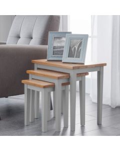Cleo Wooden Nest Of 3 Tables In Tone Grey And Oak